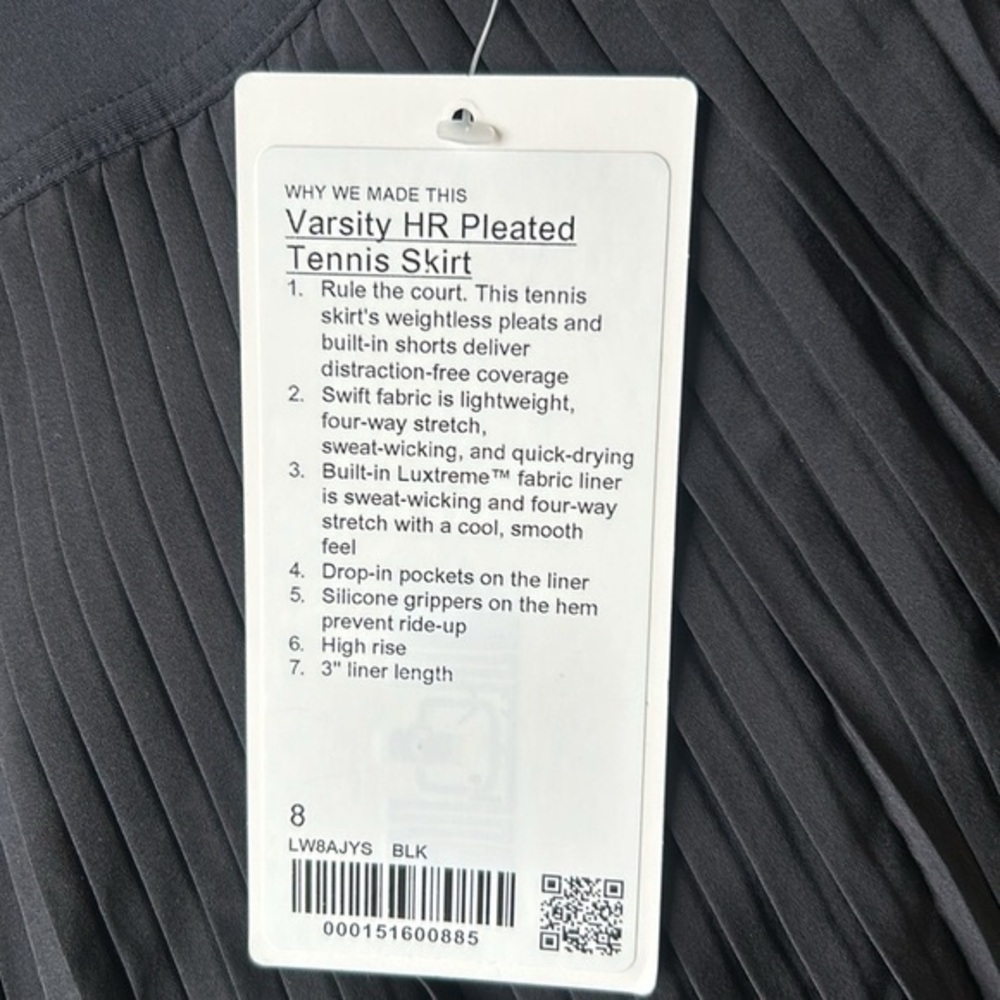 Varsity High-Rise Pleated Tennis Skirt In Black - Picture 6 of 8